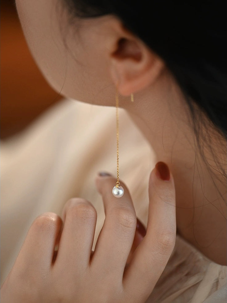 パールピアス ロング 真珠6mm Broid